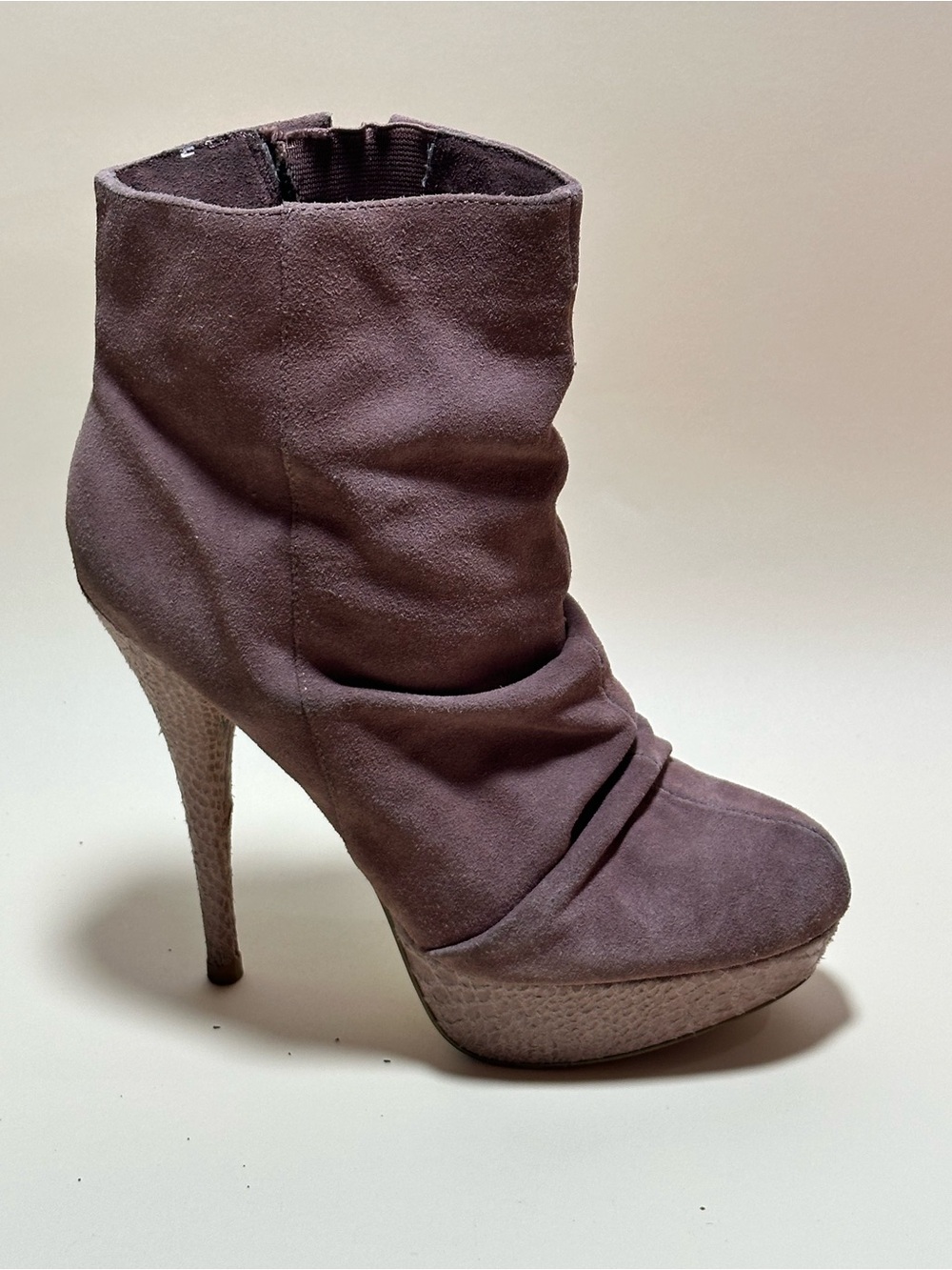 Bakers Women’s Suede High Heel Ankle Bootie in pink